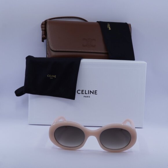 Celine CL40194U 74B Oval Sunglasses – Shiny Pink/Grey Gradient - Picture 3 of 13